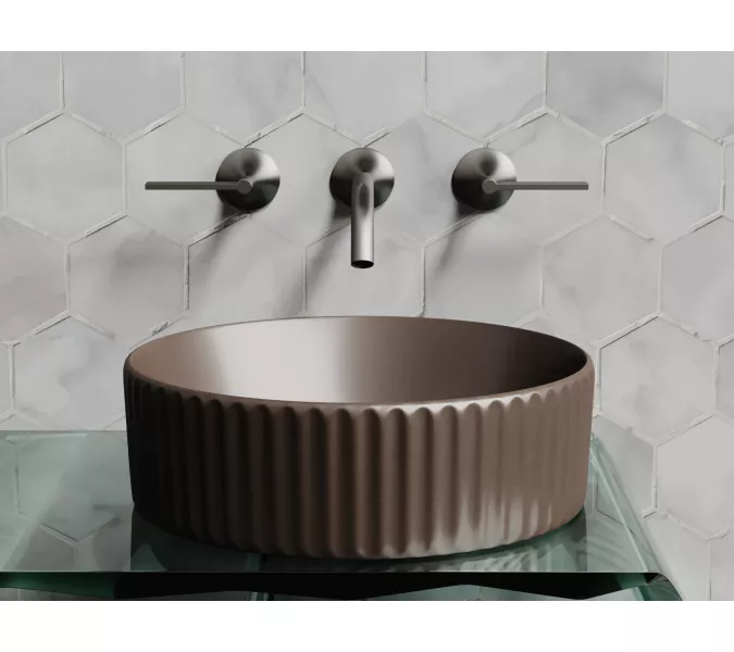 Умывальник чаша Ceramica Nova накладная круглая (цвет Темно-Коричневый Матовый) 360*360*115мм, Выбрать цвет: Коричневый, изображение 3