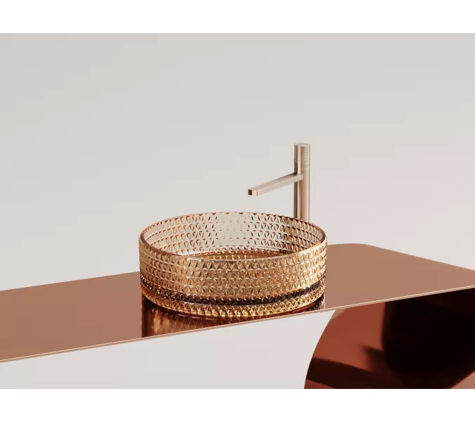 Умывальник чаша Ceramica Nova  накладная круглая (цвет бежевый) Cristal 360*360*112мм, Выбрать цвет: Бежевый, изображение 4