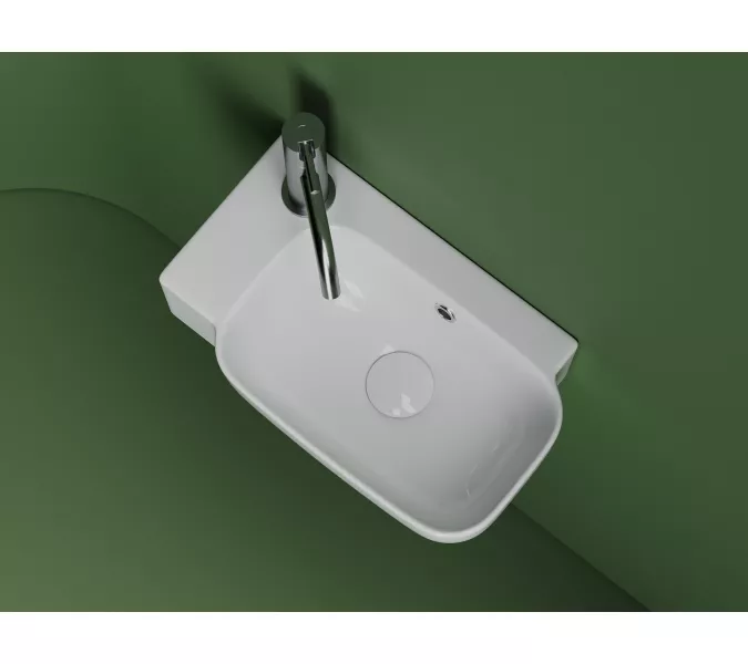 Рукомойник Ceramica Nova подвесной L/R  403*249*140, с отверстием под смеситель , с системой перелива, Ориентация: правая