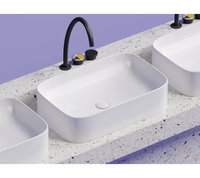 Умывальник чаша Ceramica Nova накладная прямоугольная Element 605*380*150мм, Выбрать цвет: Белый, изображение 4