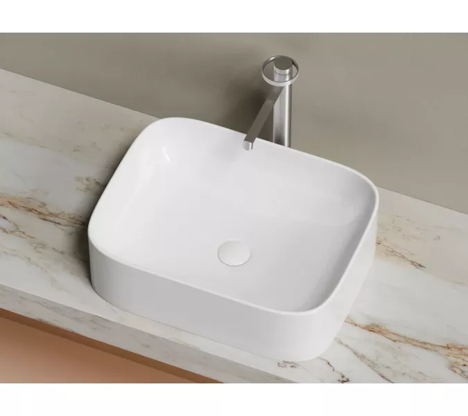 Умывальник чаша Ceramica Nova накладная прямоугольная Element 505*380*150мм, Выбрать цвет: Белый, изображение 3