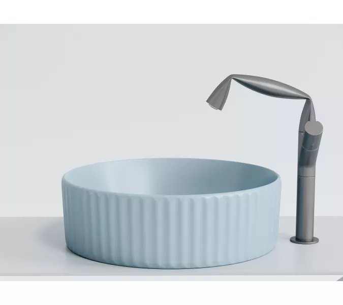 Умывальник чаша Ceramica Nova накладная круглая (цвет Голубой Матовый) Element 360*360*115мм, Выбрать цвет: Голубой, изображение 3