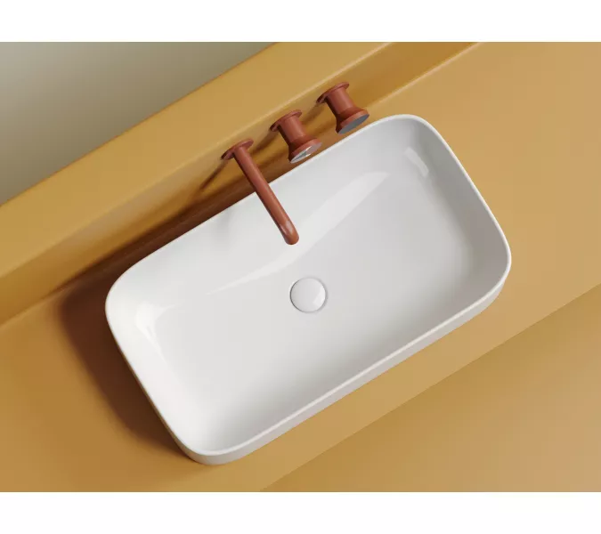 Умывальник чаша Ceramica Nova  накладная прямоугольная Element 705*380*150мм, Выбрать цвет: Белый, изображение 3