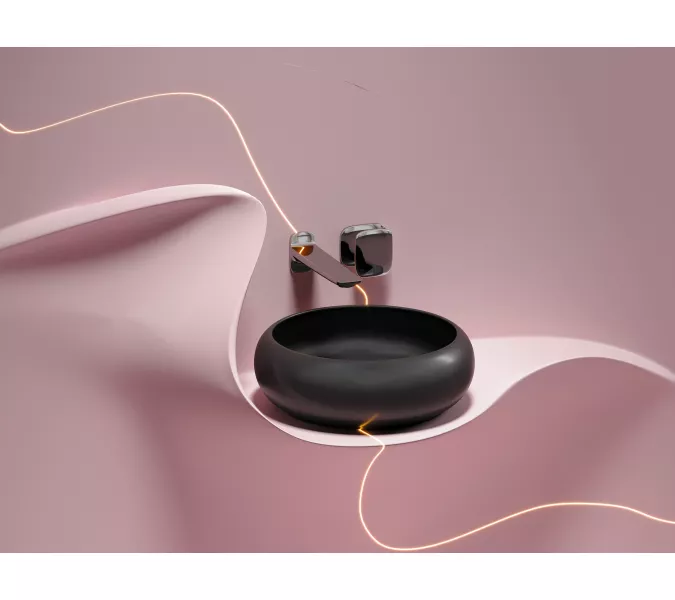 Умывальник чаша Ceramica Nova накладная круглая (цвет Черный Матовый) Element 360*360*120мм, Выбрать цвет: Черный, изображение 4