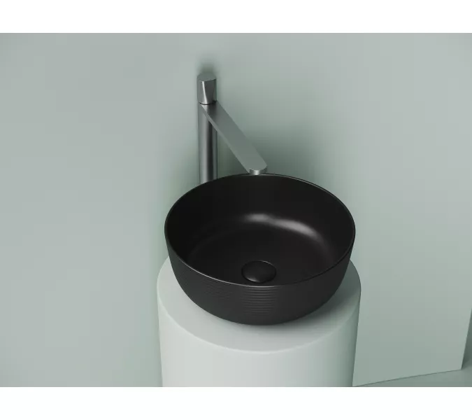 Раковина Ceramica Nova накладная круглая 356*356*135, без перелива, цвет черный матовый, Выбрать цвет: Черный, изображение 3