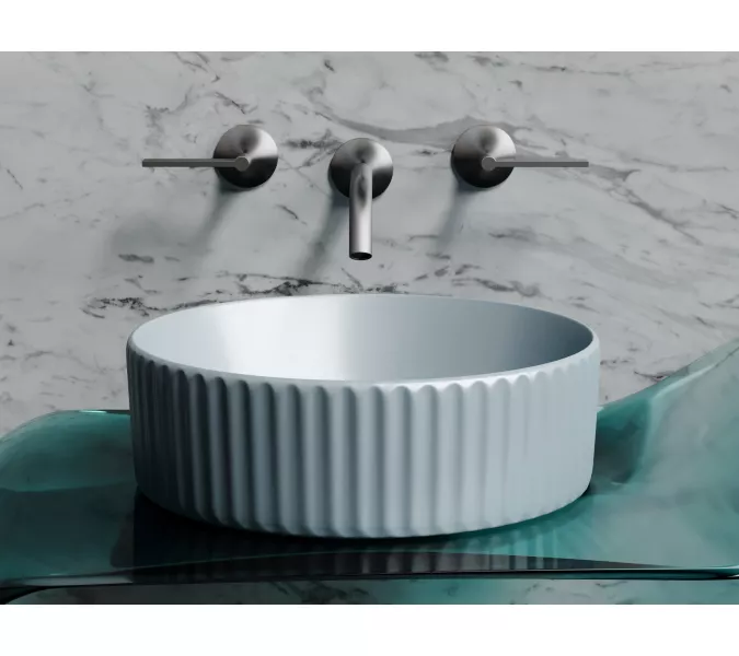 Умывальник чаша Ceramica Nova накладная круглая (цвет Серо-Голубой Матовый) Element 360*360*115мм, Выбрать цвет: Серо-голубой, изображение 3