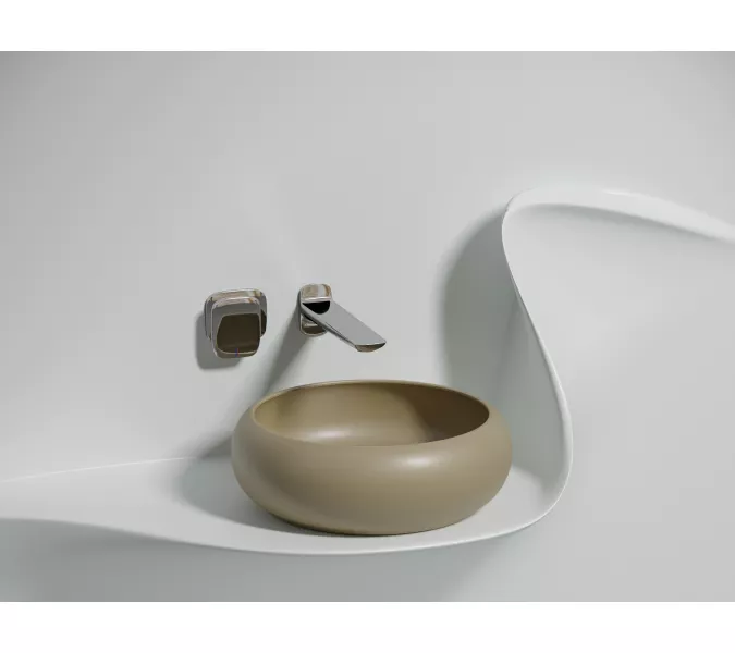 Умывальник чаша Ceramica Nova накладная круглая (цвет Капучино Матовый) Element 360*360*120мм, Выбрать цвет: Бежевый, изображение 3