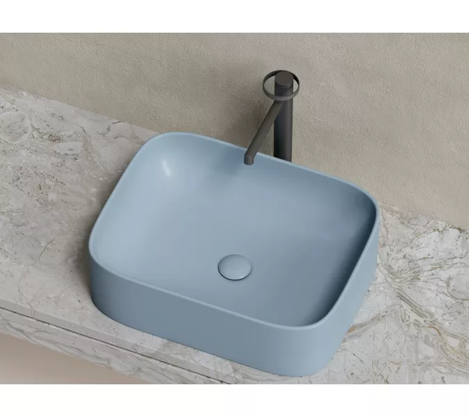 Умывальник чаша Ceramica Nova накладная прямоугольная (цвет Серо-Голубой Матовый) Element 505*380*150мм, Выбрать цвет: Серо-голубой, изображение 3