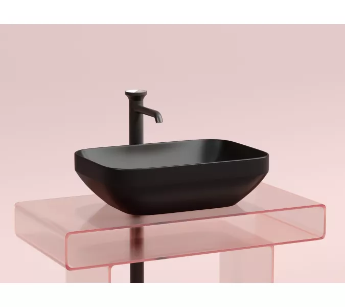 Умывальник чаша Ceramica Nova накладная прямоугольная (цвет Черный Матовый) Element 500*359*145мм, Выбрать цвет: Черный, изображение 3