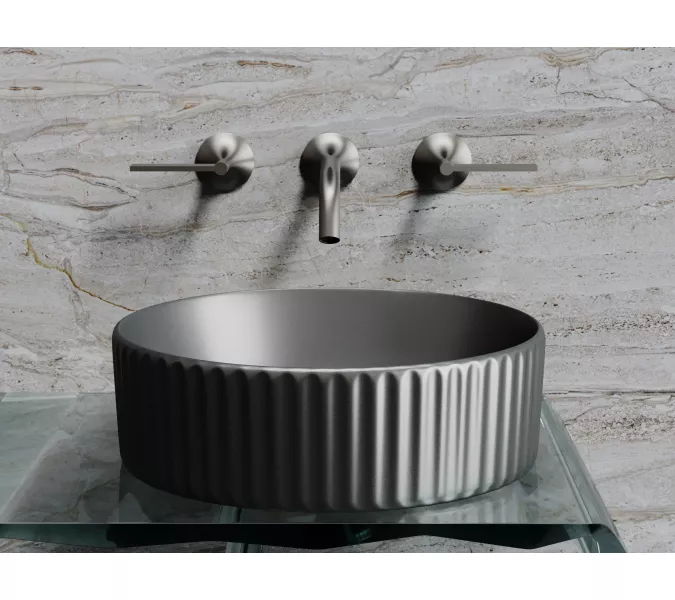 Умывальник чаша Ceramica Nova накладная круглая (цвет Темный Антрацит Матовый) Element 360*360*115мм, Выбрать цвет: Темный антрацит матовый, изображение 4