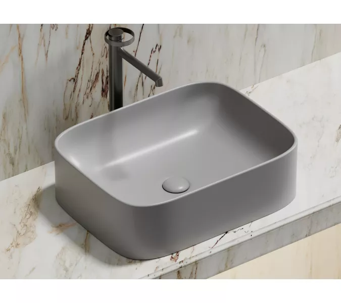 Умывальник чаша Ceramica Nova накладная прямоугольная (цвет Серый Матовый) Element 505*380*150мм, Выбрать цвет: Серый
