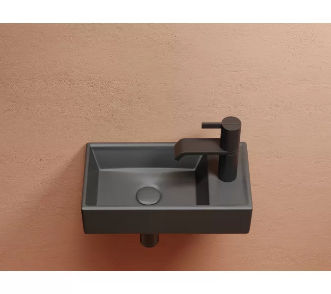 Умывальник подвесной Ceramica Nova L/R,  темный антрацит матовый Element 407*217*100, Выбрать цвет: Темный антрацит матовый, Ориентация: левая, изображение 3