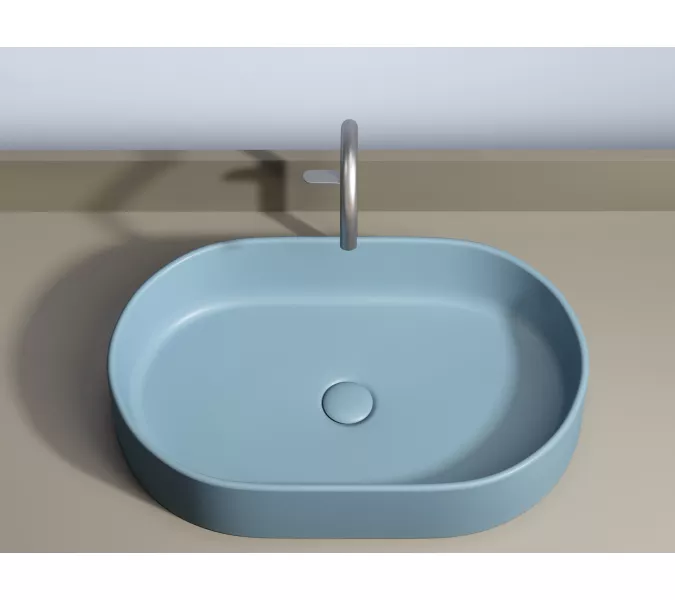 Умывальник чаша Ceramica Nova накладная овальная (цвет Голубой Матовый) Element 608*385*122мм, Выбрать цвет: Голубой, изображение 4
