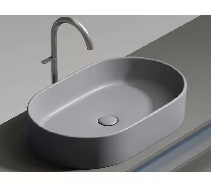 Умывальник чаша Ceramica Nova накладная овальная (цвет Антрацит Матовый) Element 608*385*122мм, Выбрать цвет: Серый антрацит, изображение 3