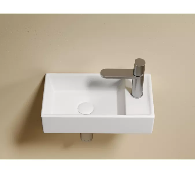 Умывальник подвесной Ceramica Nova L/R  ,белый матовый Element 407*217*100, Выбрать цвет: Белый матовый, Ориентация: левая, изображение 3