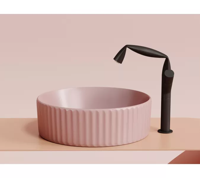 Умывальник чаша Ceramica Nova накладная круглая (цвет Розовый Матовый) Element 360*360*115мм, Выбрать цвет: Розовый, изображение 5