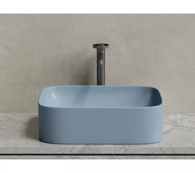 Умывальник чаша Ceramica Nova накладная прямоугольная (цвет Серо-Голубой Матовый) Element 505*380*150мм, Выбрать цвет: Серо-голубой, изображение 4