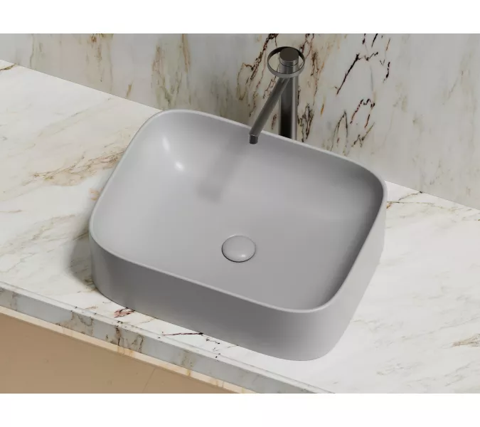 Умывальник чаша Ceramica Nova накладная прямоугольная (цвет Серый Матовый) Element 505*380*150мм, Выбрать цвет: Серый, изображение 4