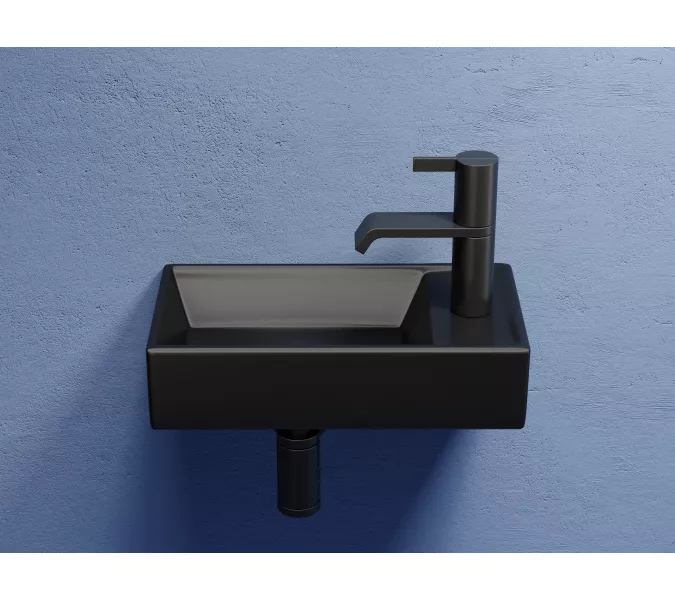 Умывальник подвесной Ceramica Nova L/R,  черный матовый Element 407*217*100, Выбрать цвет: Черный матовый, Ориентация: левая, изображение 4