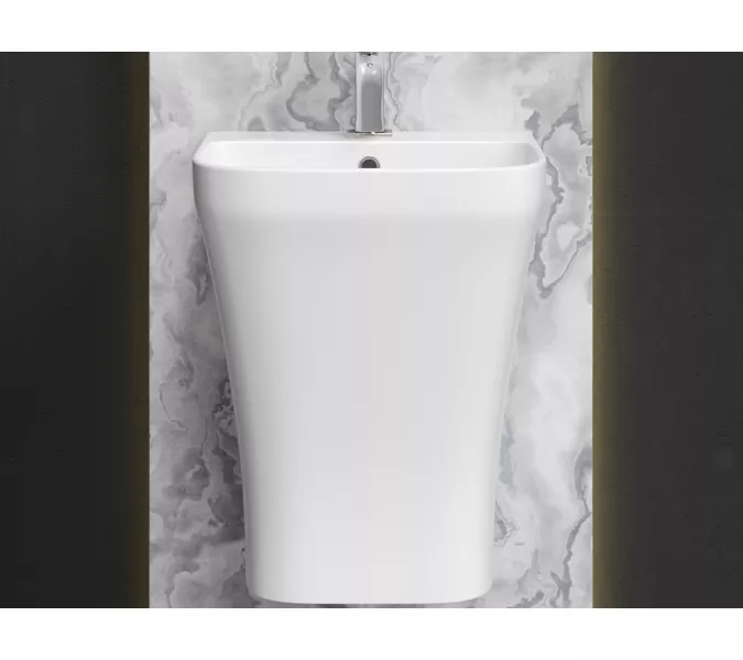 Раковина Ceramica Nova моноблок подвесная DION с отверстием под смеситель, со сливом переливом, Выбрать цвет: Белый, изображение 5