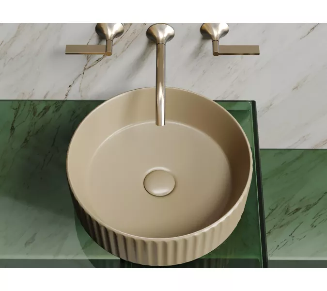 Умывальник чаша Ceramica Nova накладная круглая (цвет Капучино Матовый) Element 360*360*115мм, Выбрать цвет: Бежевый, изображение 4