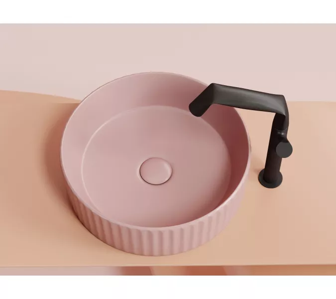 Умывальник чаша Ceramica Nova накладная круглая (цвет Розовый Матовый) Element 360*360*115мм, Выбрать цвет: Розовый, изображение 3