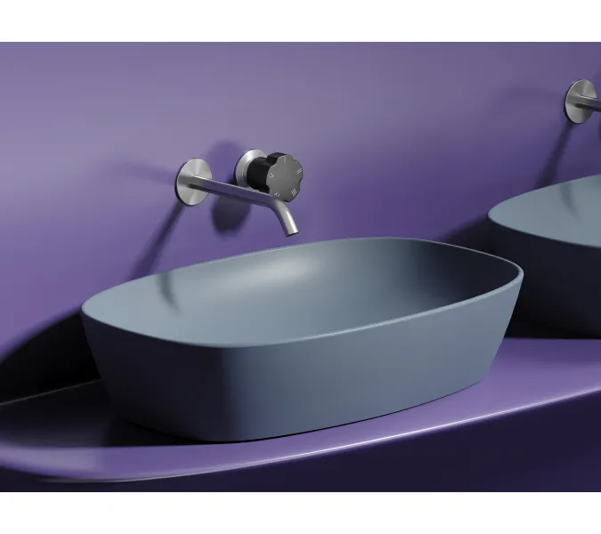 Умывальник чаша Ceramica Nova накладная овальная (цвет Серо-Голубой Матовый) Element 600*380*138мм, Выбрать цвет: Серо-голубой, изображение 4