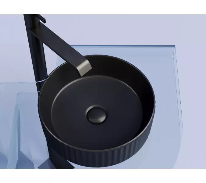 Умывальник чаша Ceramica Nova накладная круглая (цвет Черный Матовый) Element 360*360*115мм, Выбрать цвет: Черный