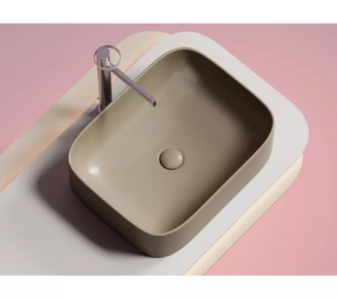 Умывальник чаша Ceramica Nova  накладная прямоугольная (цвет Капучино Матовый) Element 505*380*150мм, Выбрать цвет: Капучино, изображение 4