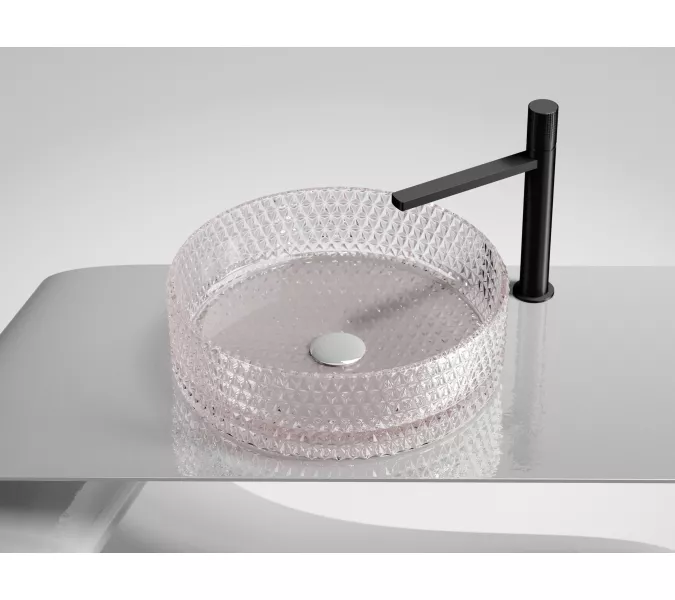 Умывальник чаша Ceramica Nova накладная круглая (цвет розовый) Cristal 360*360*112мм, Выбрать цвет: Розовый, изображение 5