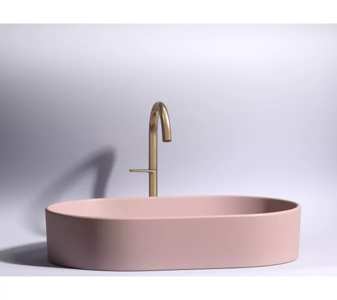 Умывальник чаша Ceramica Nova  накладная овальная (цвет Розовый Матовый) Element 608*385*122мм, Выбрать цвет: Розовый, изображение 4