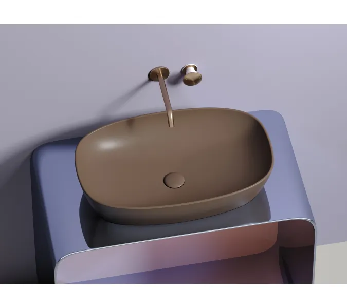 Умывальник чаша Ceramica Nova накладная овальная (цвет Темно-Коричневый Матовый) 600*380*138мм, Выбрать цвет: Коричневый, изображение 5