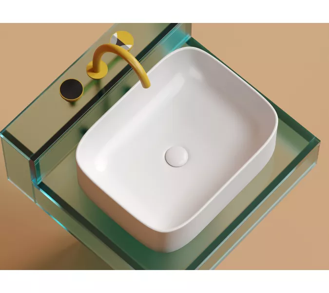 Умывальник чаша Ceramica Nova  накладная прямоугольная (цвет Белый Матовый) Element 505*380*150мм, Выбрать цвет: Белый матовый, изображение 4