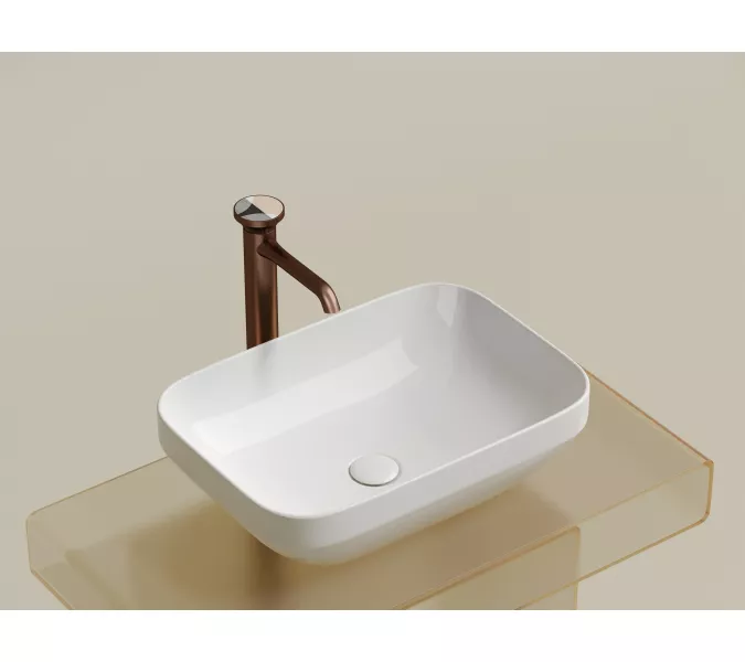 Умывальник чаша Ceramica Nova накладная прямоугольная Element 500*359*145мм, Выбрать цвет: Белый, изображение 4