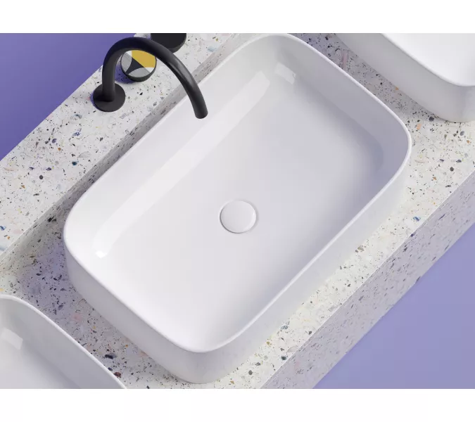 Умывальник чаша Ceramica Nova накладная прямоугольная Element 605*380*150мм, Выбрать цвет: Белый, изображение 5