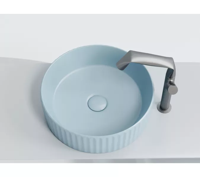 Умывальник чаша Ceramica Nova накладная круглая (цвет Голубой Матовый) Element 360*360*115мм, Выбрать цвет: Голубой, изображение 4