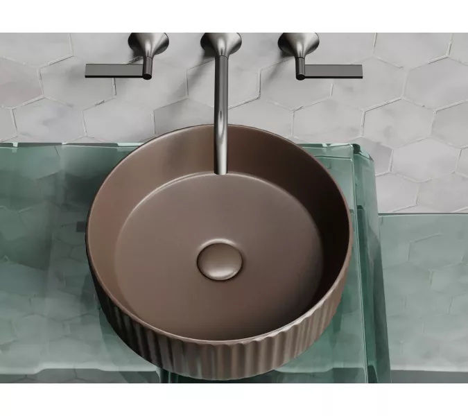 Умывальник чаша Ceramica Nova накладная круглая (цвет Темно-Коричневый Матовый) 360*360*115мм, Выбрать цвет: Коричневый