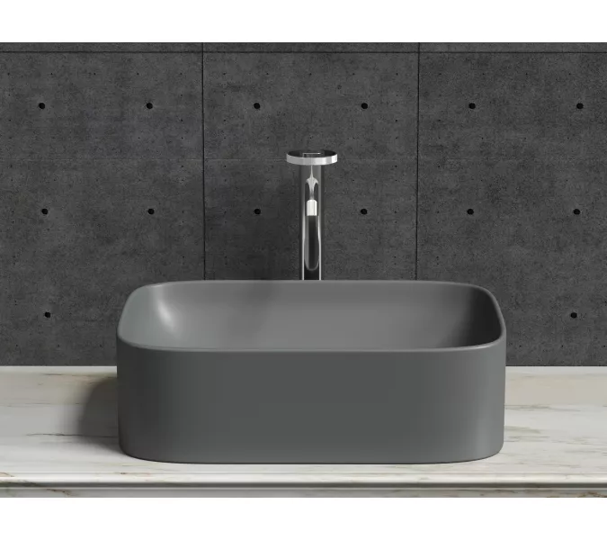 Умывальник чаша Ceramica Nova накладная прямоугольная (цвет Темный Антрацит Матовый) Element 505*380*150мм, Выбрать цвет: Темный антрацит матовый, изображение 4