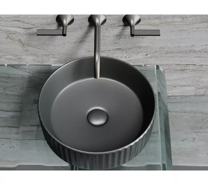Умывальник чаша Ceramica Nova накладная круглая (цвет Темный Антрацит Матовый) Element 360*360*115мм, Выбрать цвет: Темный антрацит матовый