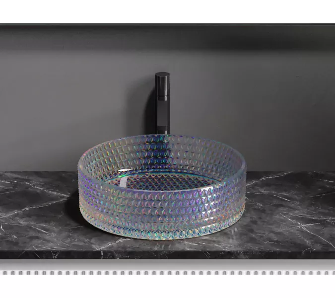 Умывальник чаша Ceramica Nova накладная круглая (цвет неон) Cristal 360*360*112мм, Выбрать цвет: Неон, изображение 5