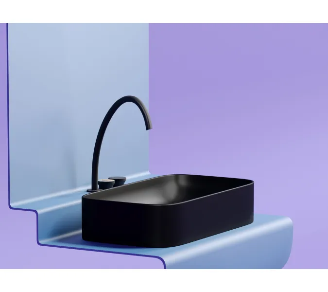 Умывальник чаша Ceramica Nova накладная (Черный Матовый) Element 705*380*150 мм, Выбрать цвет: Черный, изображение 5