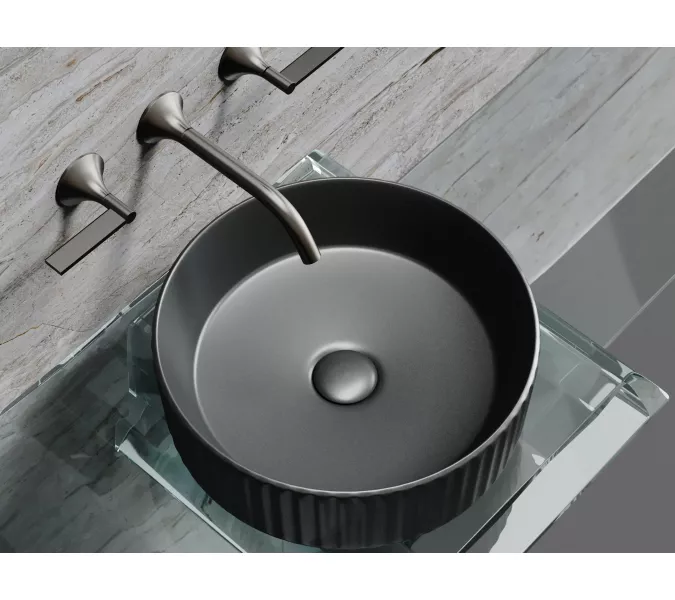 Умывальник чаша Ceramica Nova накладная круглая (цвет Темный Антрацит Матовый) Element 360*360*115мм, Выбрать цвет: Темный антрацит матовый, изображение 5