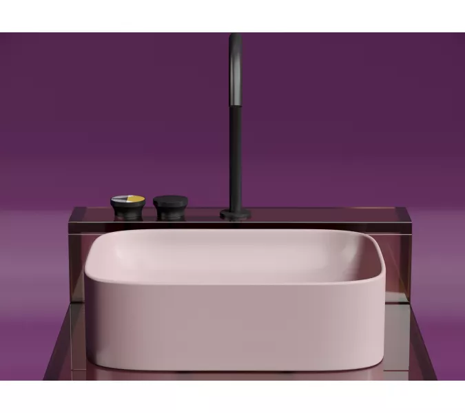 Умывальник чаша Ceramica Nova накладная прямоугольная (цвет Розовый Матовый) Element 505*380*150мм, Выбрать цвет: Розовый, изображение 6