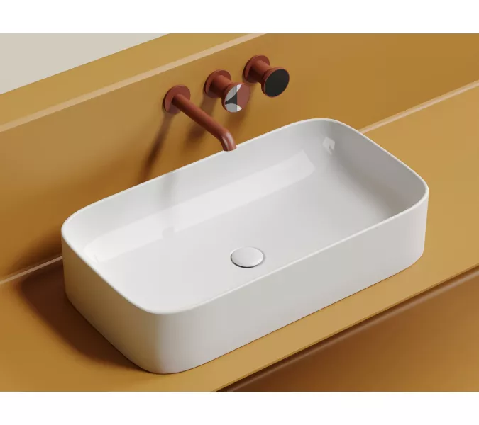 Умывальник чаша Ceramica Nova  накладная прямоугольная Element 705*380*150мм, Выбрать цвет: Белый, изображение 5