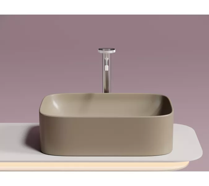 Умывальник чаша Ceramica Nova  накладная прямоугольная (цвет Капучино Матовый) Element 505*380*150мм, Выбрать цвет: Капучино, изображение 5