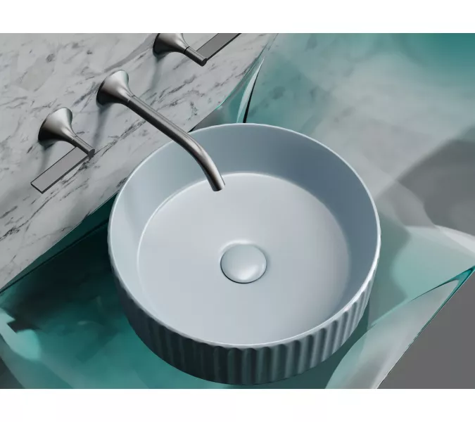 Умывальник чаша Ceramica Nova накладная круглая (цвет Серо-Голубой Матовый) Element 360*360*115мм, Выбрать цвет: Серо-голубой, изображение 4