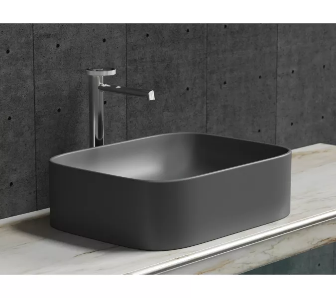 Умывальник чаша Ceramica Nova накладная прямоугольная (цвет Темный Антрацит Матовый) Element 505*380*150мм, Выбрать цвет: Темный антрацит матовый, изображение 5