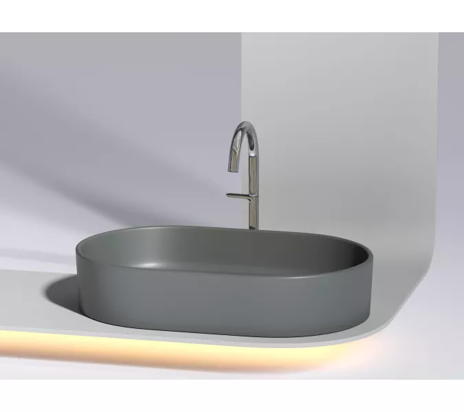 Умывальник чаша Ceramica Nova накладная овальная (цвет Темный Антрацит Матовый) Element 608*385*122мм, Выбрать цвет: Темно-серый, изображение 5