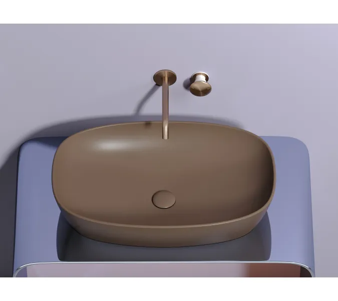 Умывальник чаша Ceramica Nova накладная овальная (цвет Темно-Коричневый Матовый) 600*380*138мм, Выбрать цвет: Коричневый, изображение 6