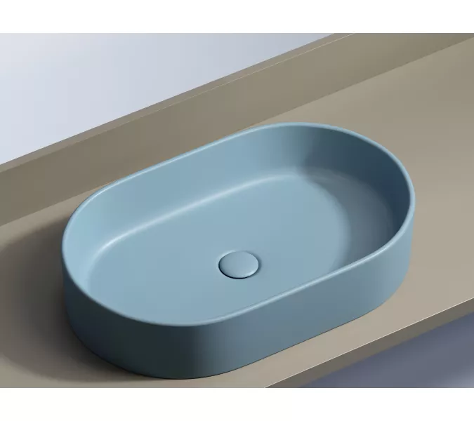 Умывальник чаша Ceramica Nova накладная овальная (цвет Голубой Матовый) Element 608*385*122мм, Выбрать цвет: Голубой, изображение 6